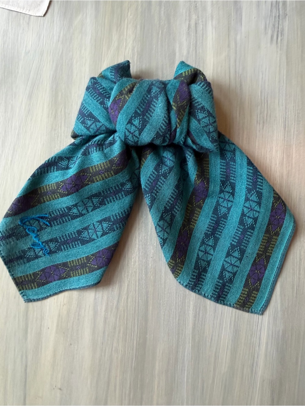 Kenzo Aztec Tribal Western Bandana Teal Blue Violet Scarf